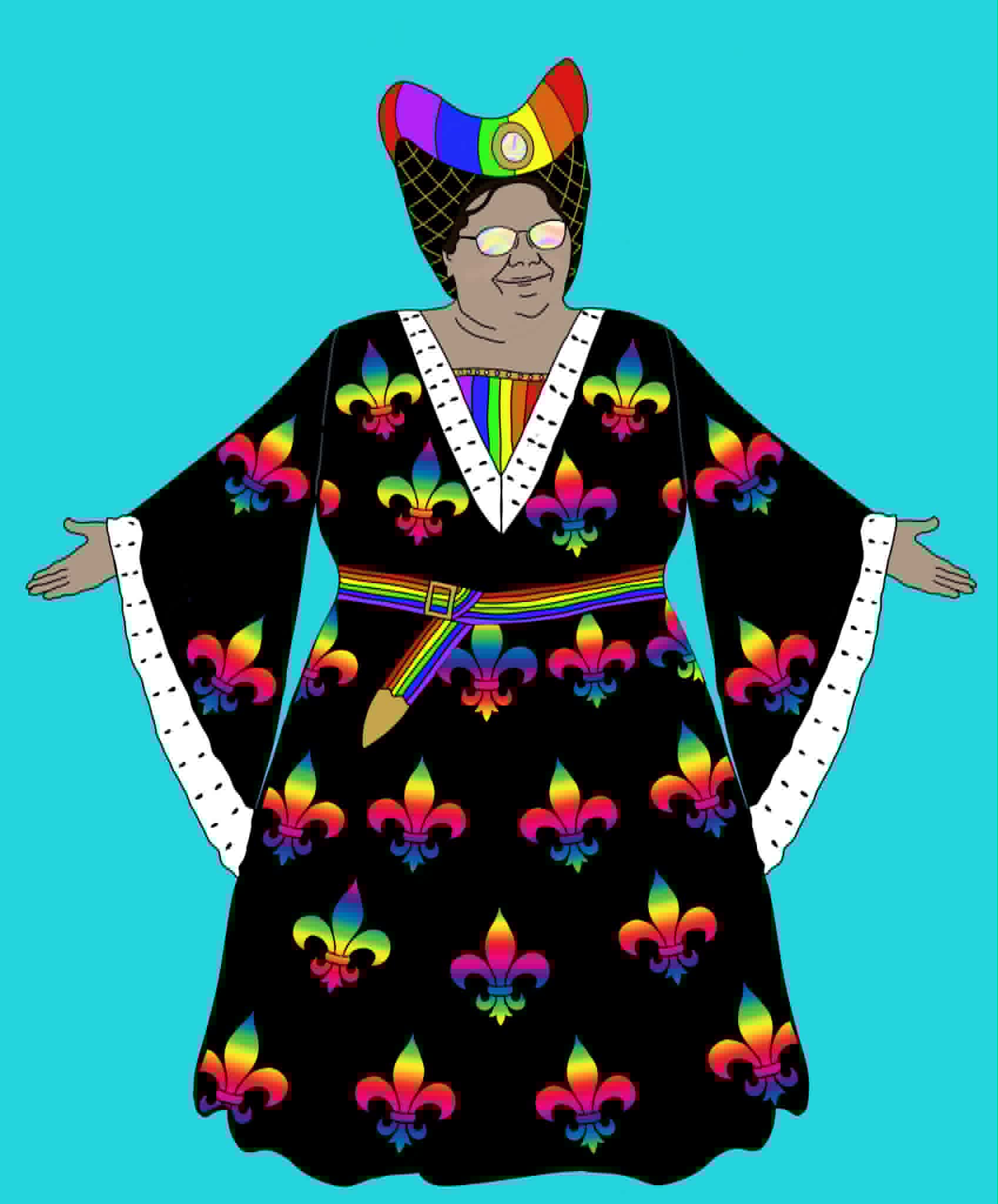Drawing of rainbow dress
