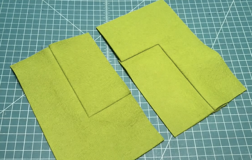 green fabrick with sewn inside corners