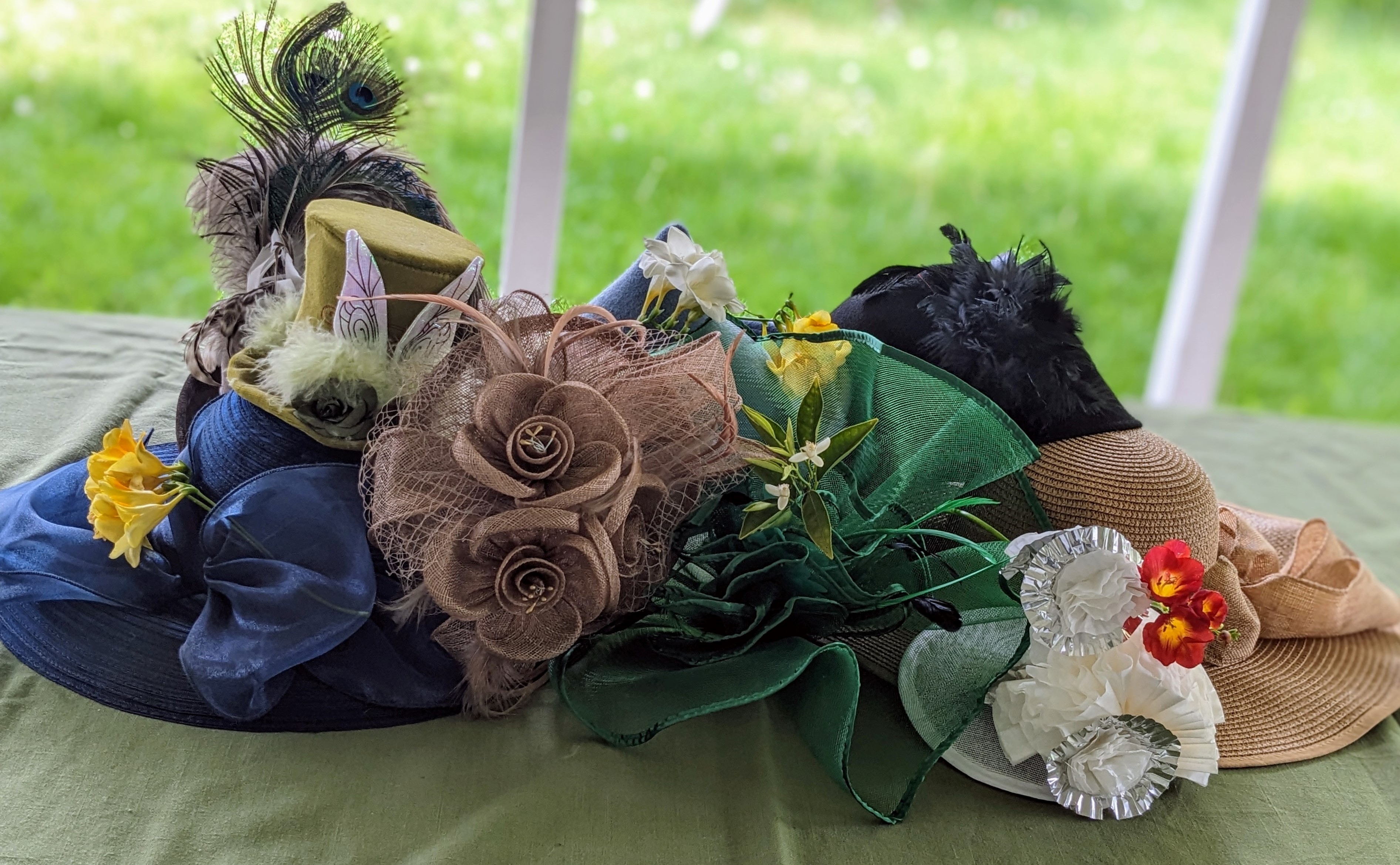 Hats - different styles and colors on a table
